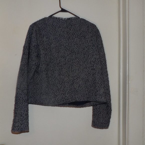 Apt 9 Frayed Edge Kiss Of Wool Zippered Blazer Sz L - Picture 5 of 6